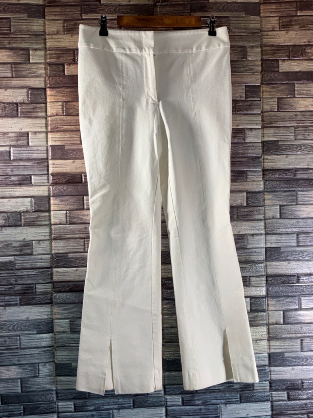 Pre Owned Derek Lam 10 Crosby Maeve Slit-Hem Flare Trousers Size 10 Off White